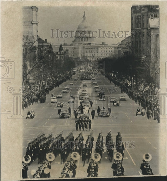 1985 Press Photo Pennsylvania Avenue as President Johnson Inaugural Parade.
