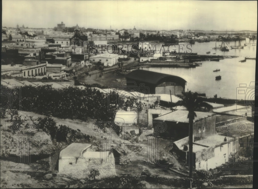 1937 Press Photo A view of the port of Almeria, Spain. - mjx47104- Historic Images