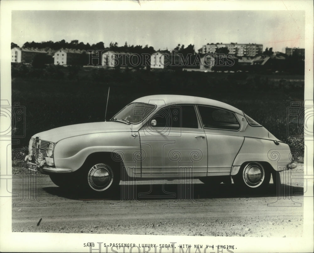 1966 Press Photo Saab the 5-passenger luxury sedan with new V-4 engine.- Historic Images