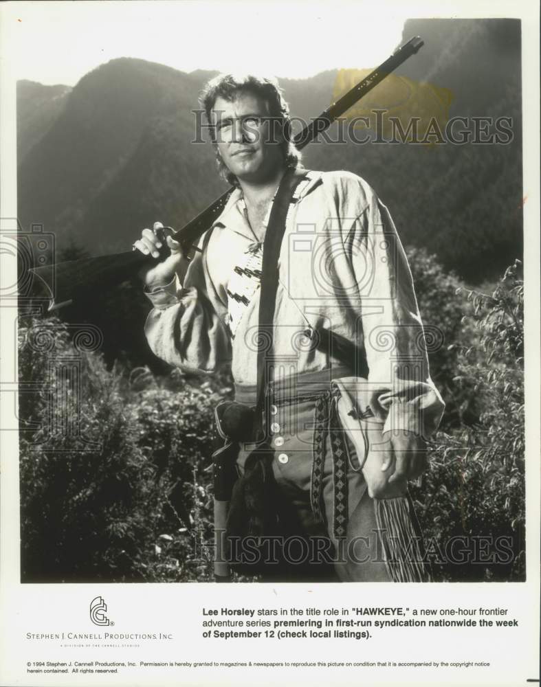 1994 Press Photo Actor Lee Horsey stars in "Hawkeye" one-hour adventure series.- Historic Images