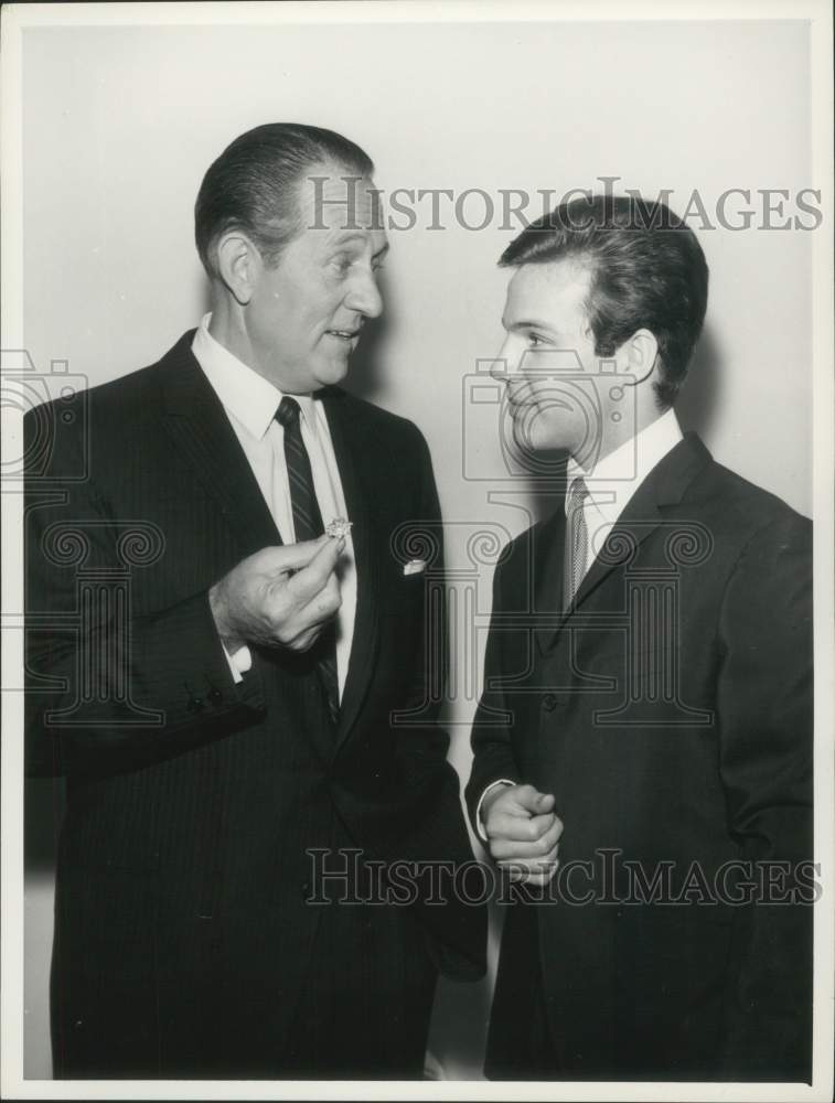 1963 Press Photo Art Linkletter and Bobby Vee on NBC-TV, Art Linkletter Show- Historic Images