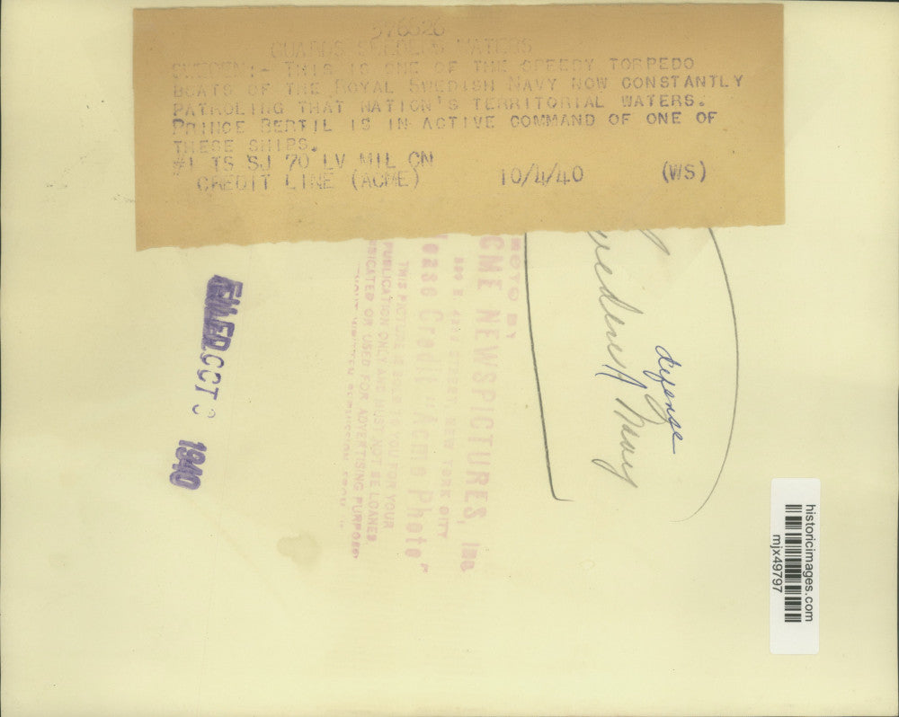 1940 Press Photo Swedish Torpedo Boat - mjx49797