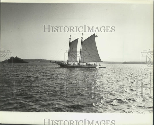 1991 Press Photo A windjammer schooner sails off the coast of Maine. - mjx50454- Historic Images