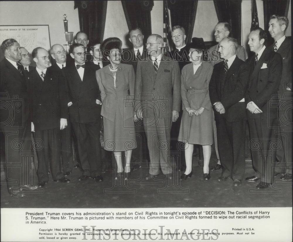 1969 Press Photo President Truman with members of his Committee on Civil Rights.- Historic Images