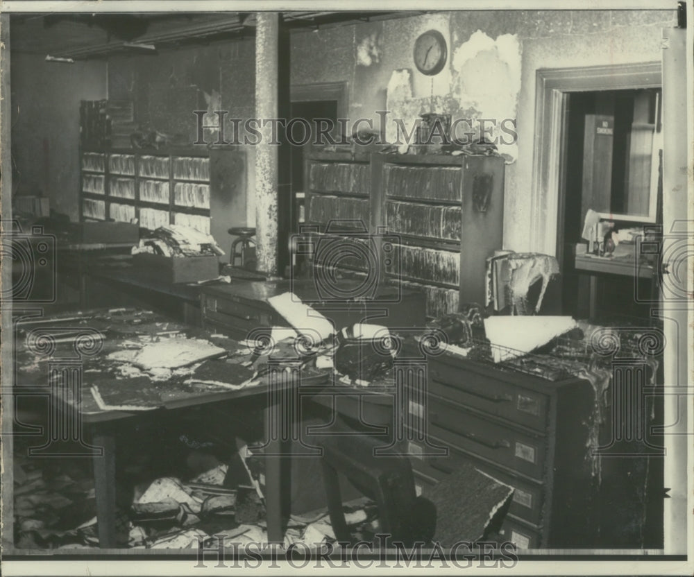 1968 Press Photo Burnt Office of Dean of University of Wisconsin