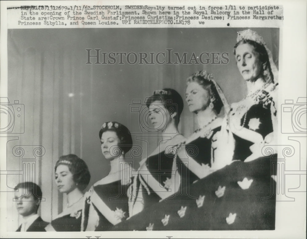 1962 Press Photo Royalty Attends The Opening of Swedish Parliament, Stockholm- Historic Images