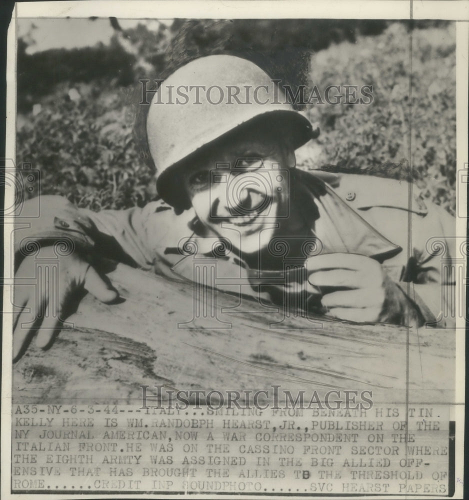 1944 Press Photo William Randolph Hearst, Junior a war correspondent in Italy.- Historic Images