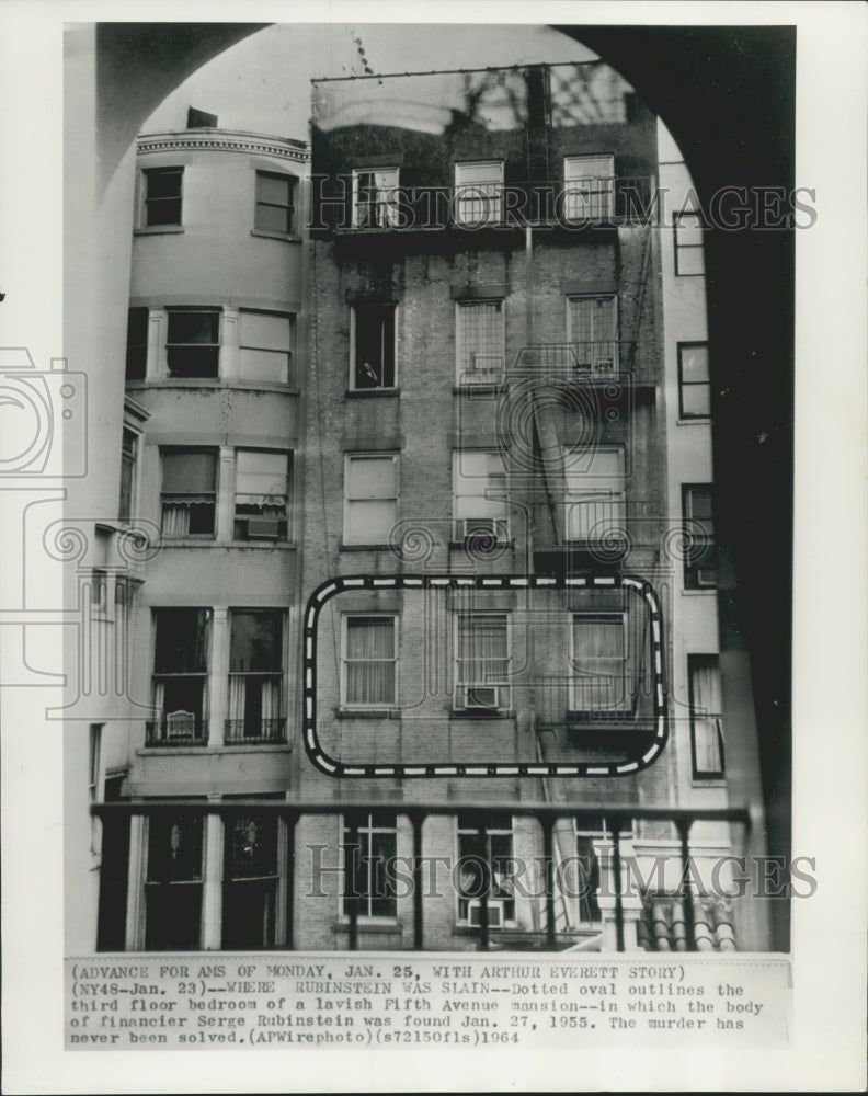 1965 Press Photo Serge Rubinstein's mansion on Fifth Avenue, New York