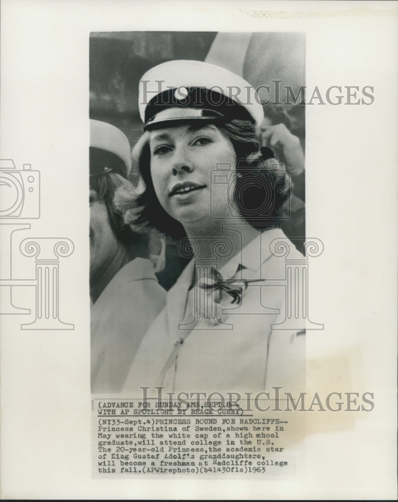 1963 Press Photo Princess Christian of Sweden Bound for Radcliffe - mjx51652- Historic Images