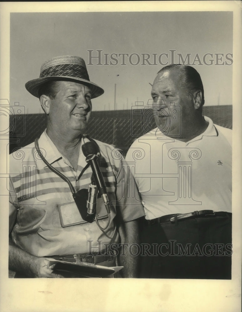 1959 Press Photo Announcers Jimmy Demaret & Ray O'Brien for "All Star Golf"- Historic Images