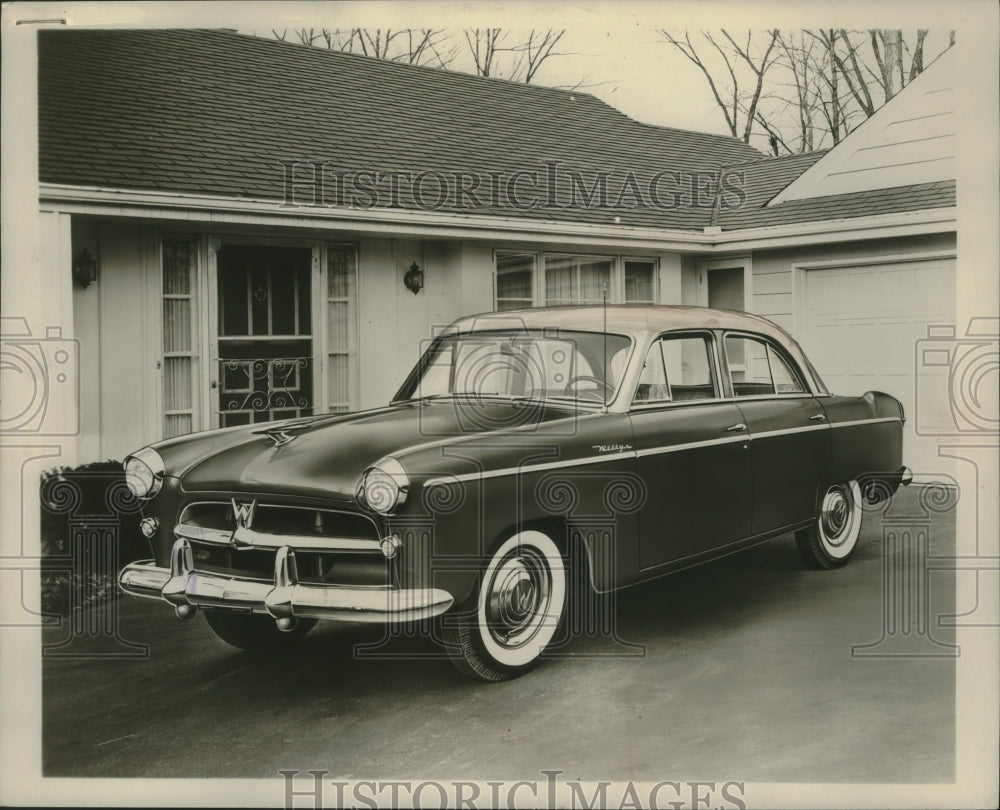 1954 Press Photo Willys Ace Sedan parked in driveway - mjx52964