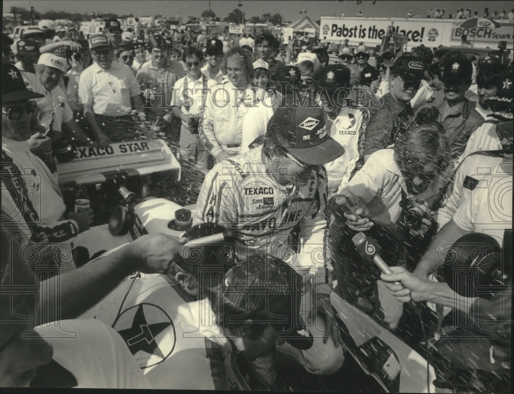 1983 Press Photo Tom Sneva after win in Dana-Rex Mays Classic at State Fair Park- Historic Images