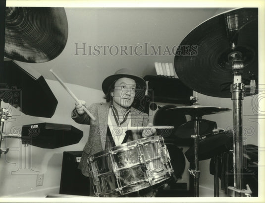 1986 Press Photo David Rapport, star of "The Wizard", plays drums, Los Angeles.- Historic Images