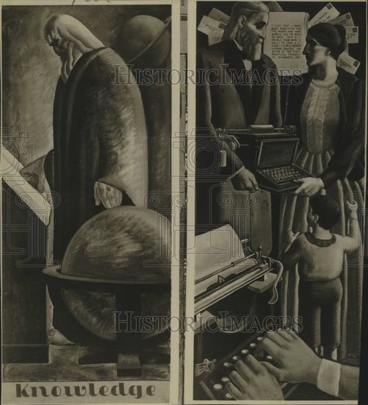 1932 Press Photo Milwaukee County Courthouse Murals by Francis Scott Bradford Jr- Historic Images