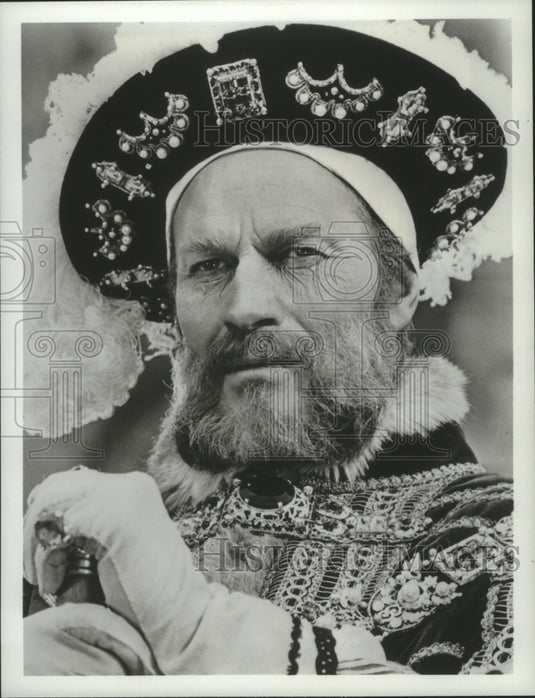 1984 Press Photo Charlton Heston in character for his movie "Crossed Swords"- Historic Images