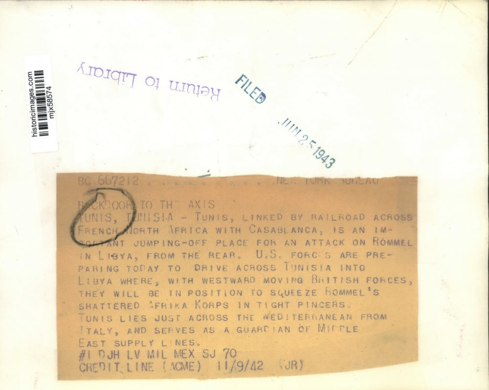 1942 Press Photo Tunis, Tunisia-Serves as a guardian of Middle East supply lines