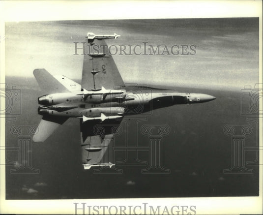 1982 Press Photo McDonnell Douglas CF-18 strike fighter plane up in the air- Historic Images