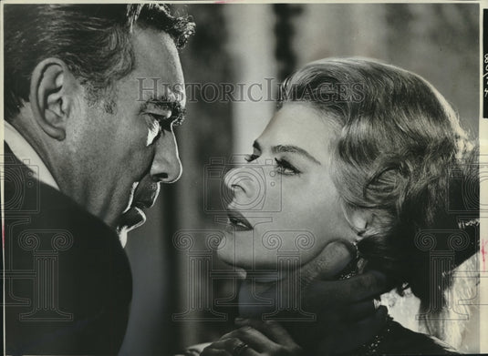 1964 Press Photo Ingrid Bergman & Anthony Quinn star in "The Visit" - mjx60002- Historic Images