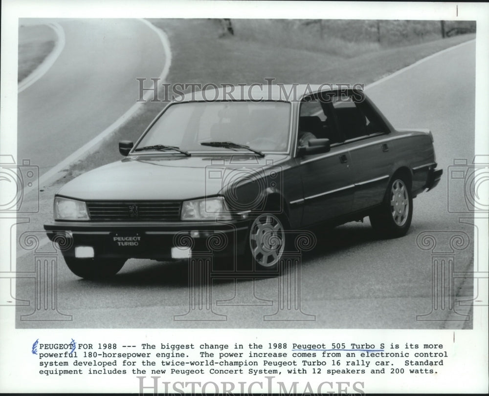 1988 Press Photo Peugeot 505 Turbo S now has a powerful 180-horsepower engine- Historic Images