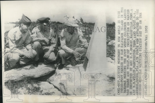 1952 Press Photo Tiny Monument To New World On San Salvador Island In Bahamas- Historic Images