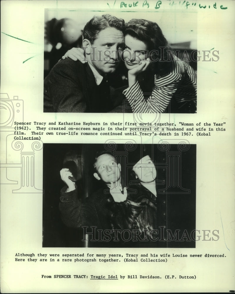 1942 Press Photo Spencer Tracy With Katharine Hepburn And Wife Louise- Historic Images