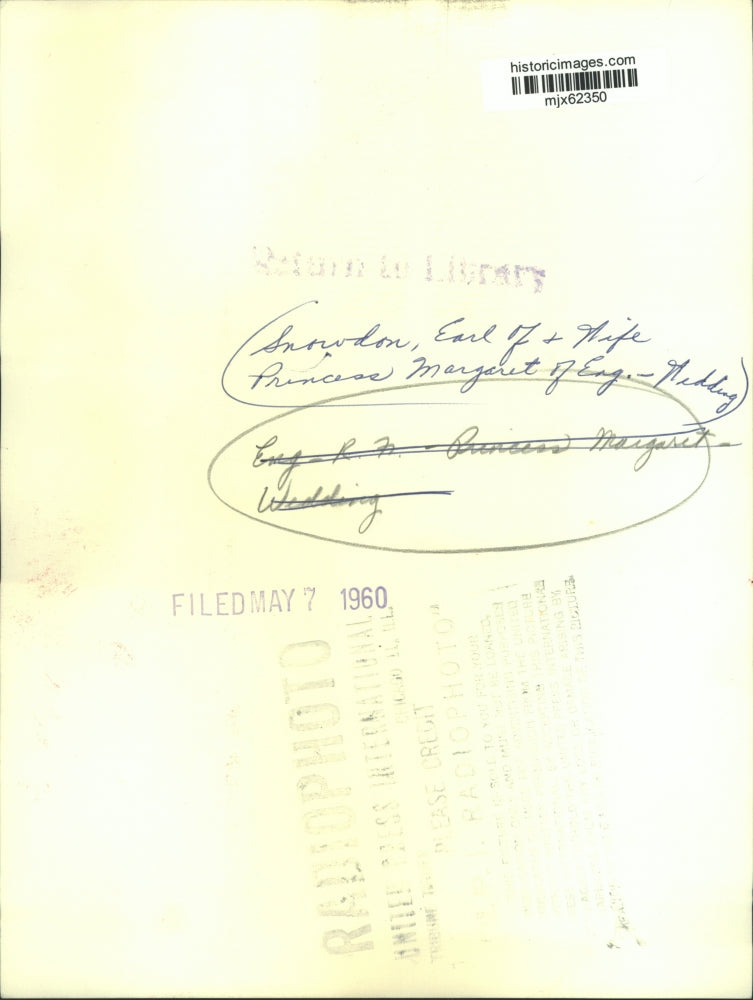 1960 Press Photo wedding of Princess Margaret & Antony Armstrong-Jones, London