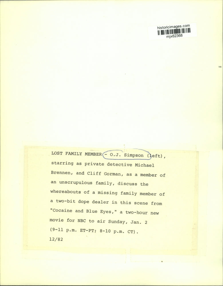 1982 Press Photo OJ Simpson & Cliff Gorman star in "Cocaine and Blue Eyes"