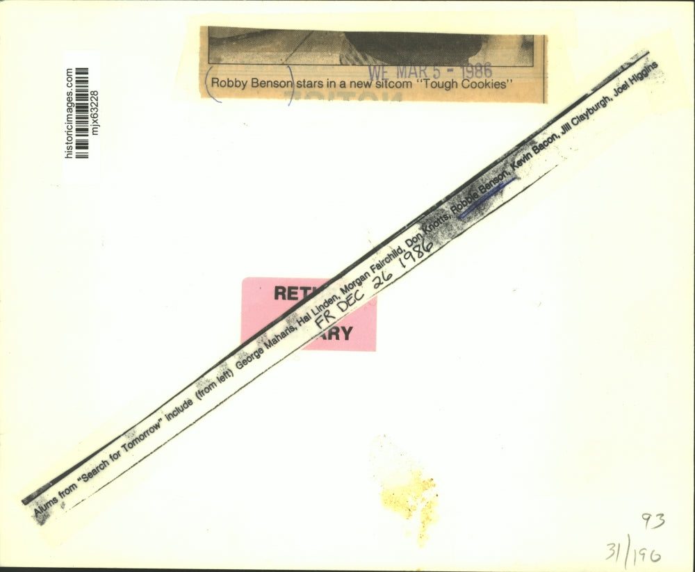 1986 Press Photo Bobby Benson stars in a new sitcom "Tough Cookies" - mjx63228