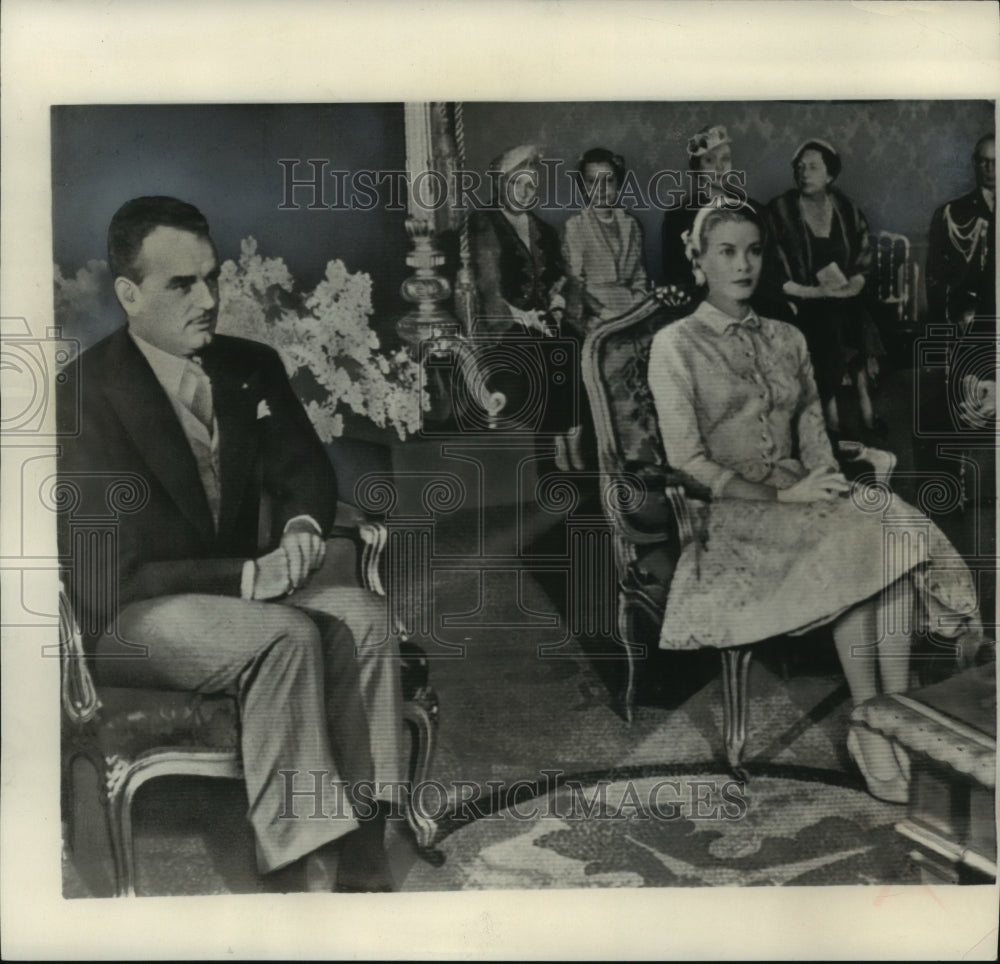 1956 Press Photo Civil Wedding of Monaco"s Prince Rainier III & Grace Kelly