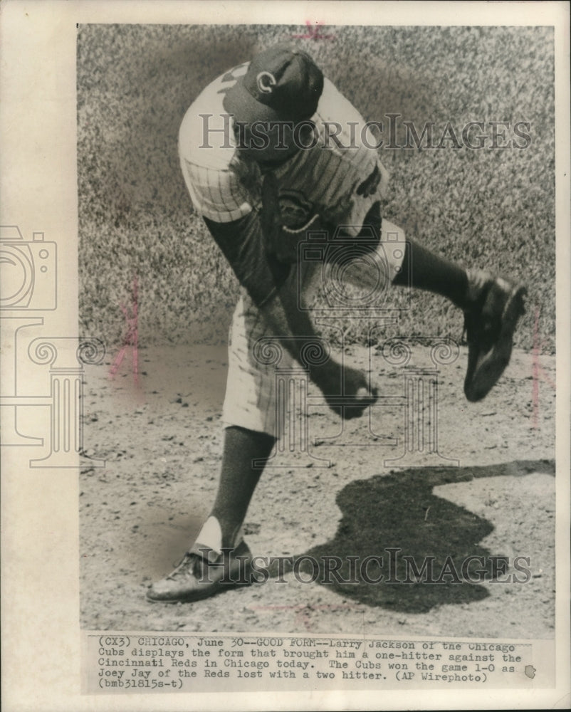 1964 Press Photo Larry Jackson of Cubs throws against Cincinnati Reds in Chicago- Historic Images