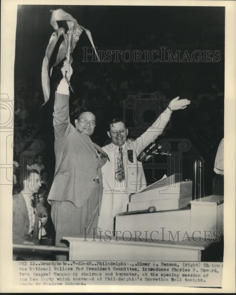 1948 Press Photo Political figures Elmer A. Benson and Charles P. Howard- Historic Images