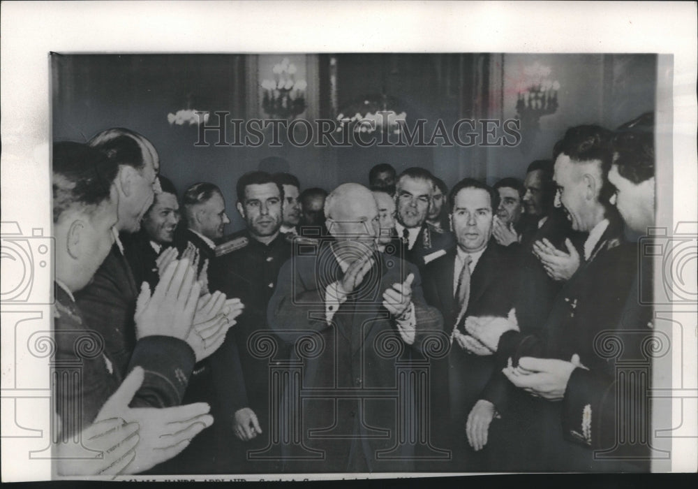 1957 Press Photo Nikita Khrushchev After Addressing Moscow&#39;s Military Academy- Historic Images