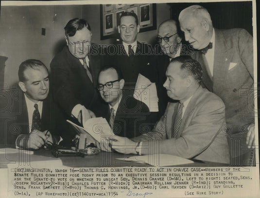 1954 Press Photo Senate Rules Committee Poses Prior to Session in Washington- Historic Images