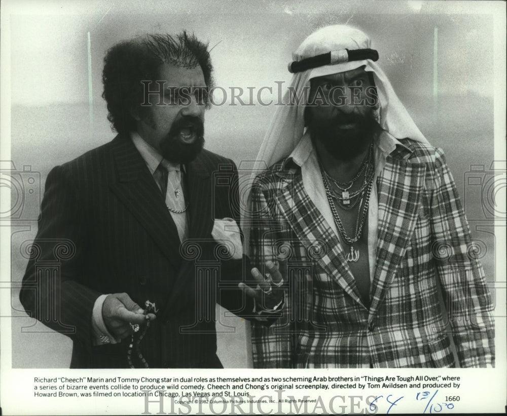 1982 Press Photo Comedy team Richard (Cheech) Marin and Tommy Chong - mjx67357- Historic Images