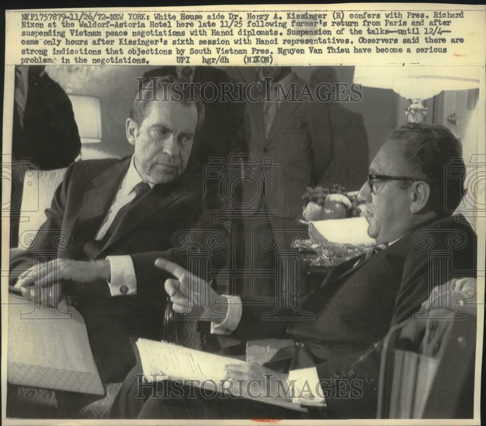 1972 Press Photo President Richard Nixon and Dr. Henry A Kissinger - mjx68664- Historic Images