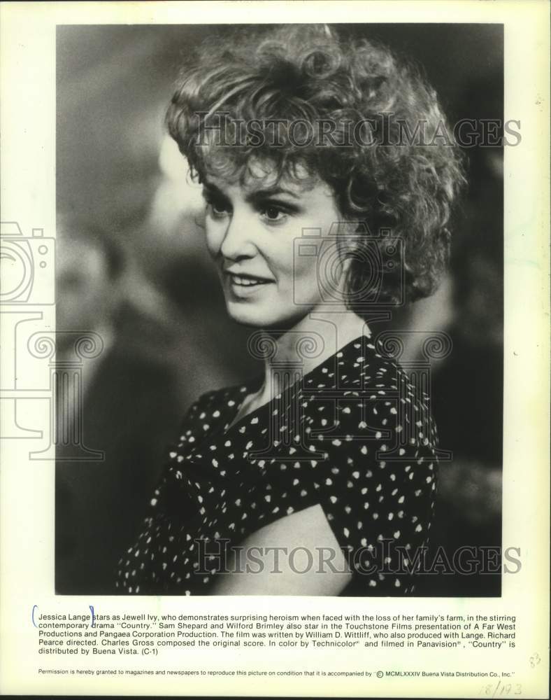 1984 Press Photo Jessica Lange As Jewell Ivy In &#39;Country&#39; - mjx69516- Historic Images