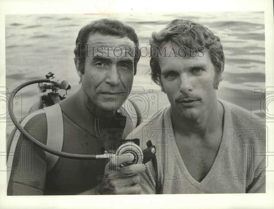 1970 Press Photo Ricardo Montalban and Keir Dullea star in "Black Water Gold"- Historic Images