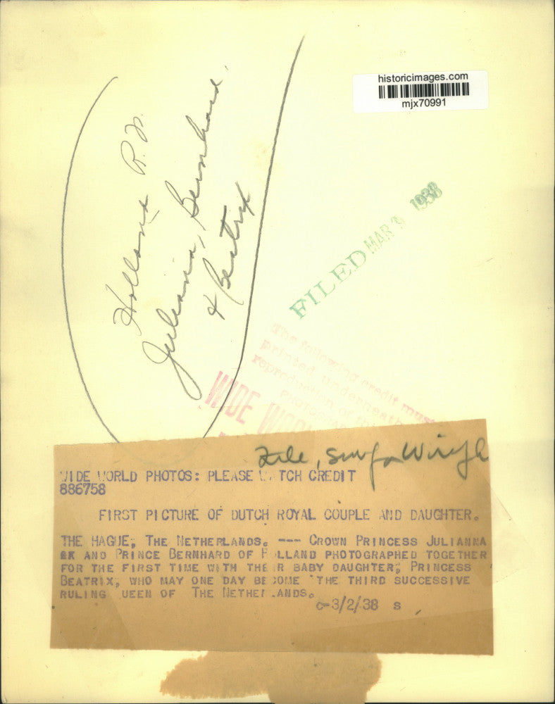 1938 Press Photo First picture of Dutch Royal family, the Hague, Netherlands.