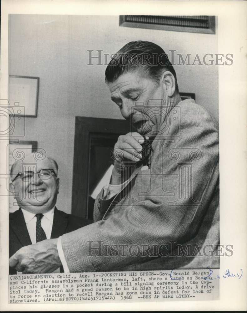 1968 Press Photo California Governor Ronald Reagan &amp; Assemblyman Frank Lanterman- Historic Images