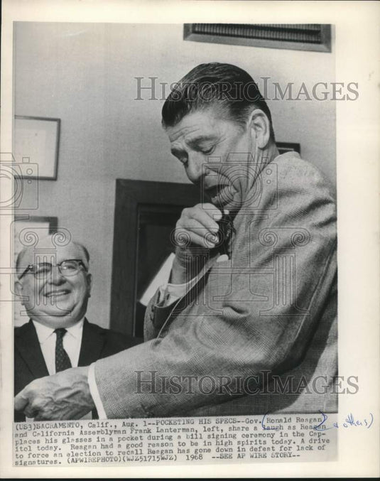 1968 Press Photo California Governor Ronald Reagan & Assemblyman Frank Lanterman- Historic Images
