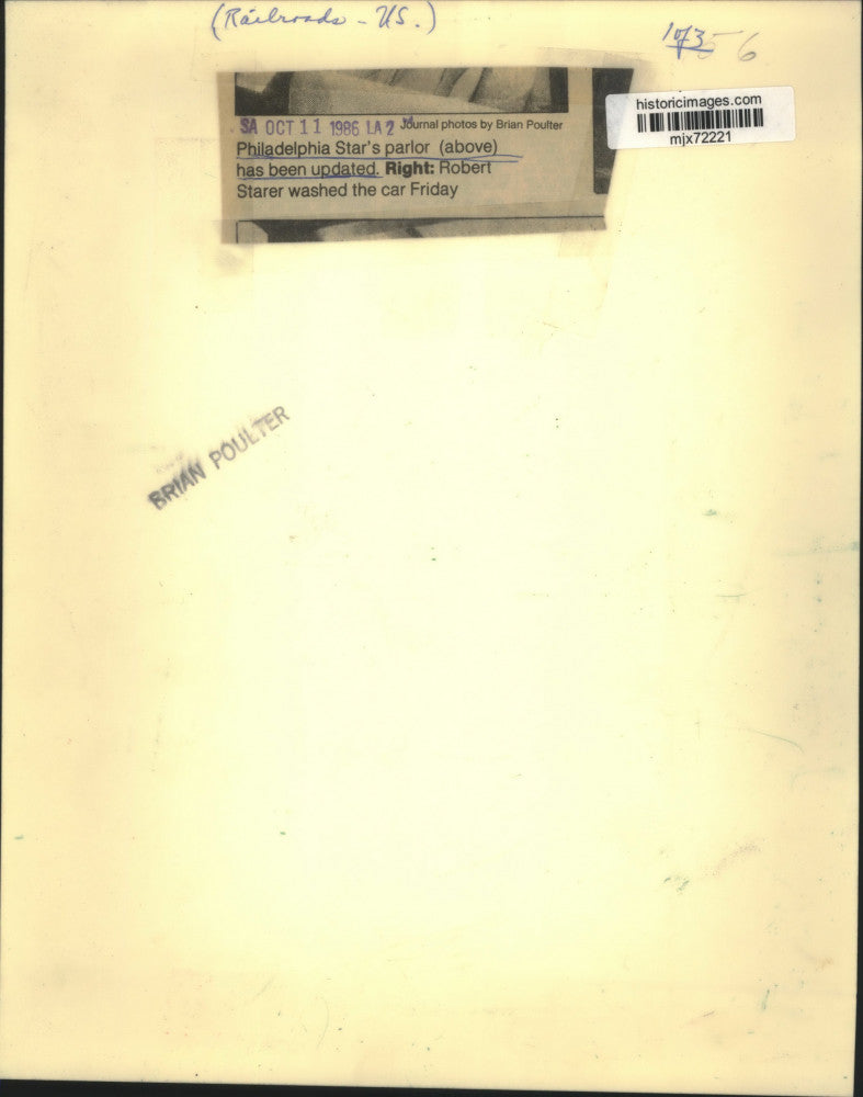 1986 Press Photo updated parlor of the "Philadelphia Star" train - mjx72221