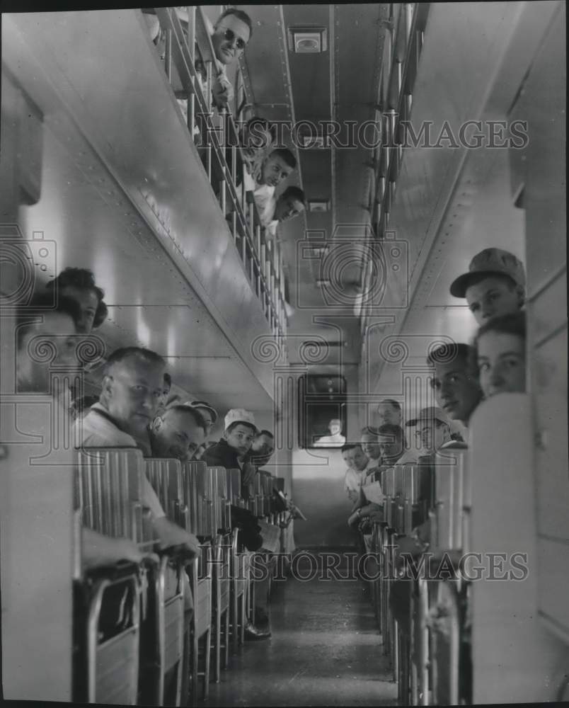 1955 Press Photo National Railway Historical Society previews new passenger cars- Historic Images