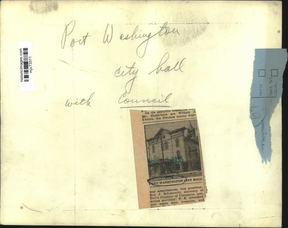 1935 Press Photo Port Washington City Hall - mjx73311