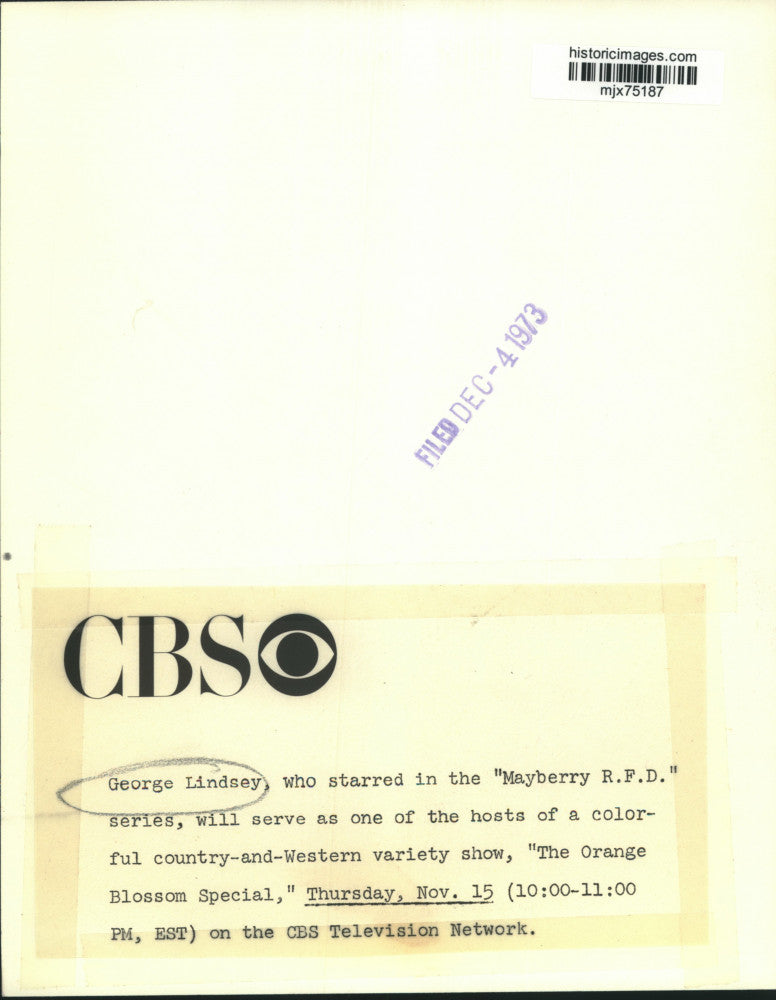 1973 Press Photo George Lindsey will a host on "The Orange Blossom Special".