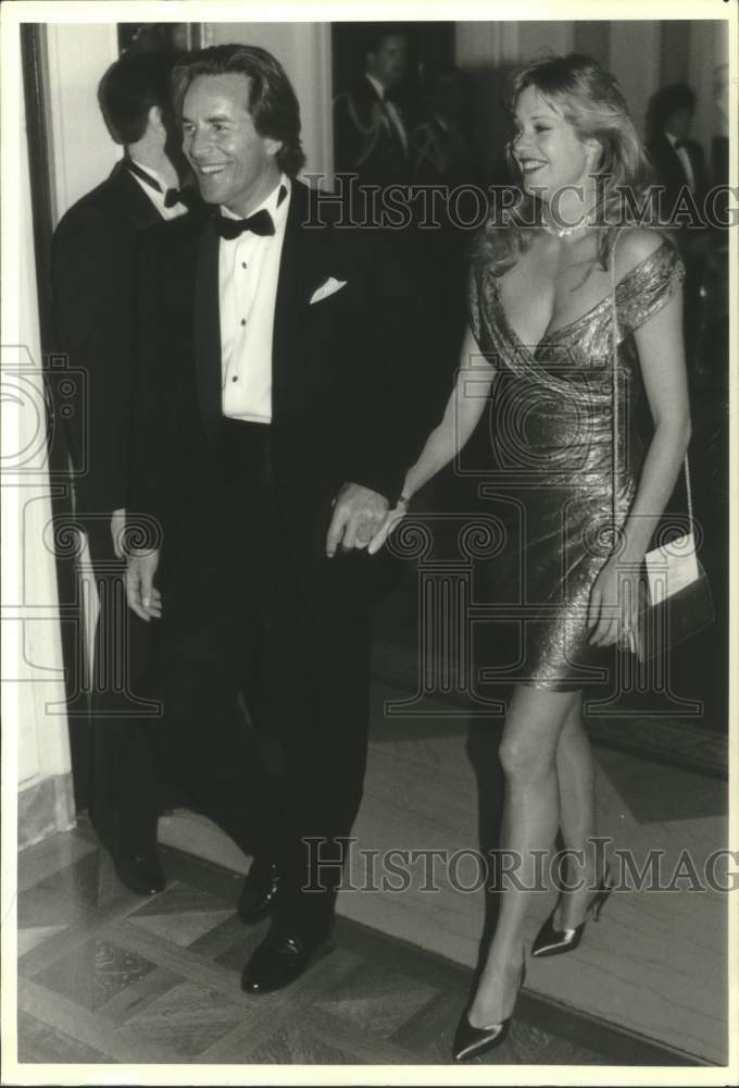 1991 Press Photo Don Johnson and Melanie Griffith at White House Washington DC- Historic Images