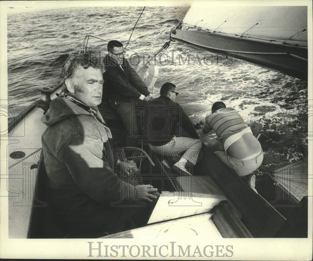 1964 Press Photo Buddy Ebsen and others on silboat - mjx75975- Historic Images