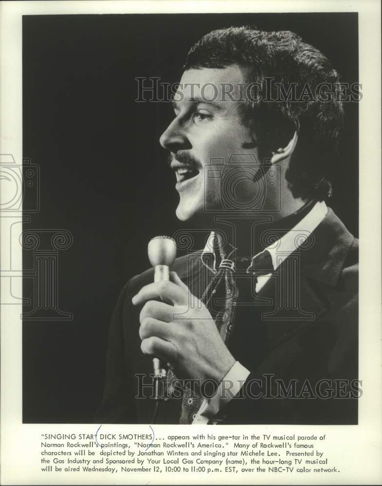 1969 Press Photo Dick Smothers appears with his gee-tar in a TV musical parade- Historic Images