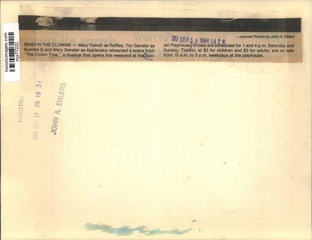 1984 Press Photo Sunset Playhouse production of "The Clown Tree" - mjx77222