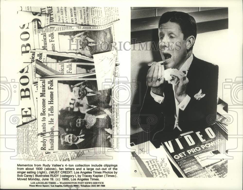 1989 Press Photo Collection Of Mementos Of Rudy Vallee - mjx77557- Historic Images