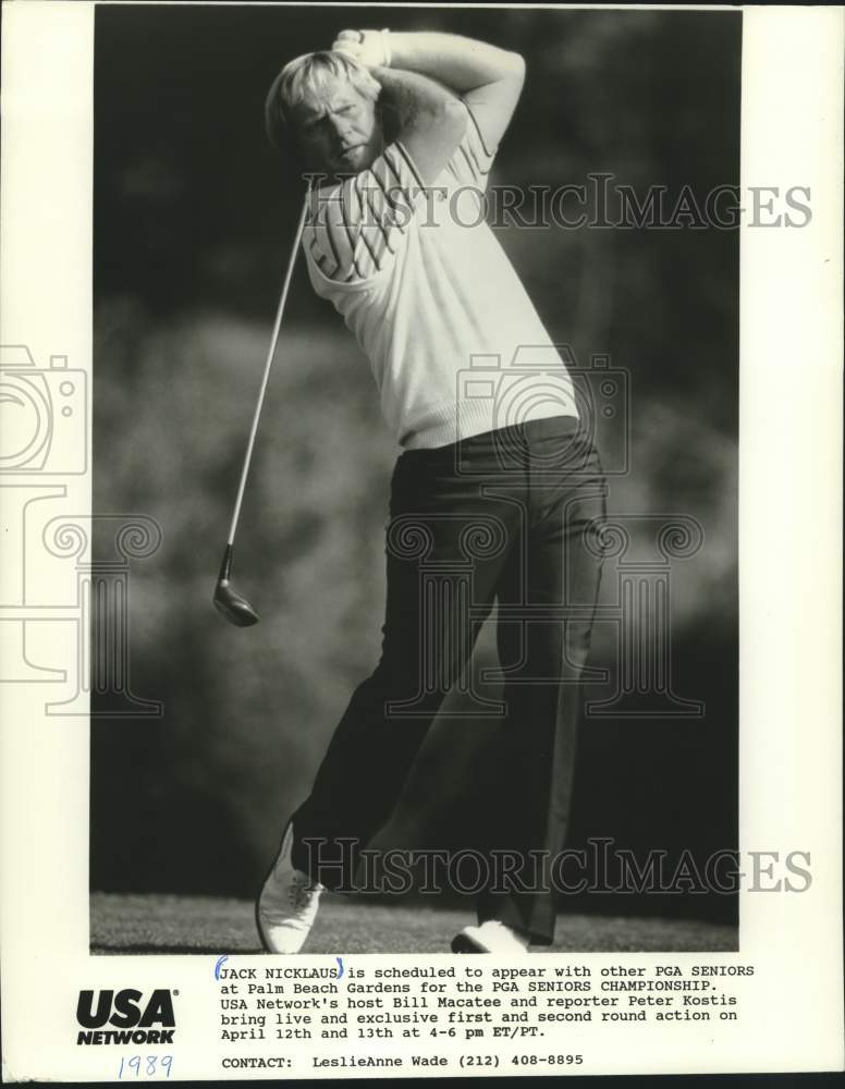 1989 Press Photo Pro Golfer Jack Nicklaus to play in the PGA Senior Championship- Historic Images